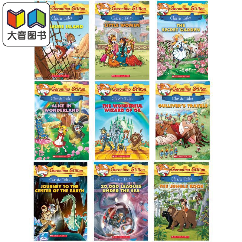 老鼠记者经典故事 9册 Geronimo Stilton Classic Tales 英文原版 儿童文学故事读物 7-12岁 全彩插图 学乐童书 大音