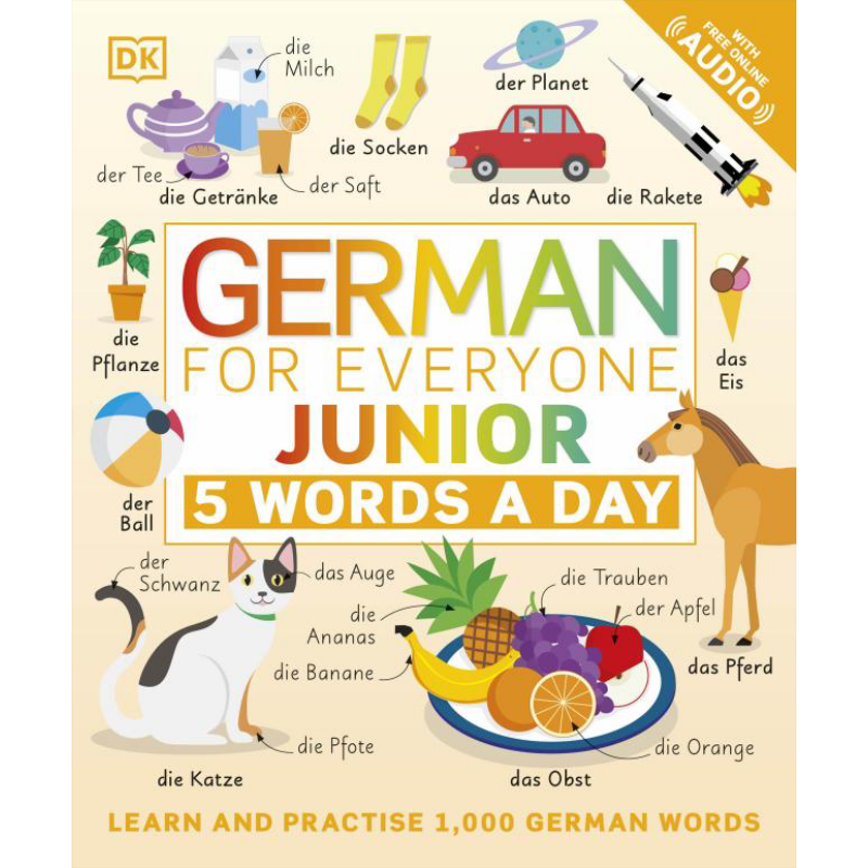 德语学习系列 DK 人人学德语 一天学5个单词 German for Everyone Junior 5 Words a Day 小语种德文学习自学英文德文互译进?