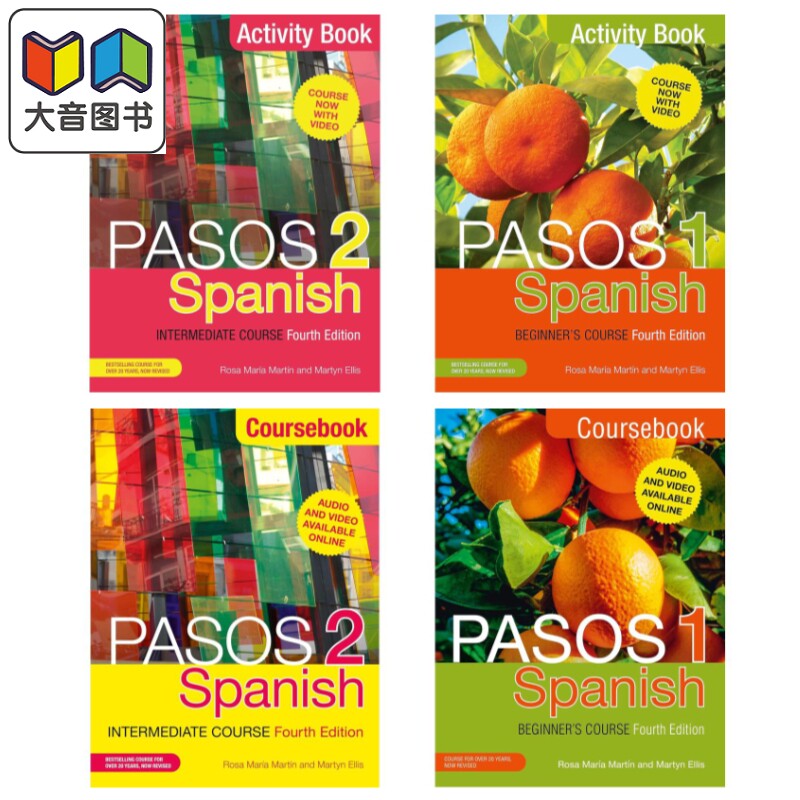 成人西班牙语课程Pasos 1 2 第4版 教材练习册 入门进阶自学 Spanish Beginners Intermediate Coursebook Activity book 4ed 大音