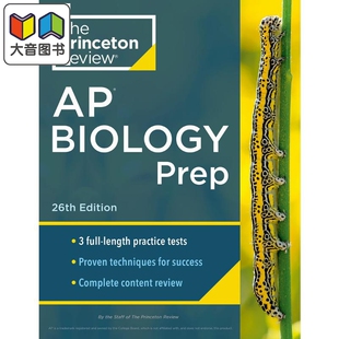 Princeton Review AP 2024 Biology Prep 26E 普林斯顿考试 生物学 3次练习测试内容回顾策略与技巧 英文原版教材书