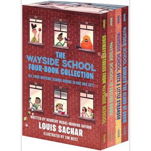 歪歪路小学4册全套盒装 新版 The Wayside School 4-Book Box Set 英文原版 儿童插图故事书 小初文学 8-12岁 大音