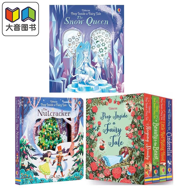 Usborne Peep Inside 尤斯伯恩偷偷看里面童话洞洞纸板书6册套装 冰雪女王白雪公主胡桃夹子睡美人小红帽美女野兽 大音