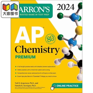 英文原版 Chemistry 6次模拟考试 综合复习 Premium 2024 化学 高级版 Barrons 工具书 在线练习