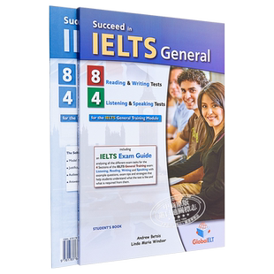 Succeed in IELTS General 8 Reading & Writing 4 Listening GLOBAL ELT雅思考试8+4自学套装 含答案 12岁以上
