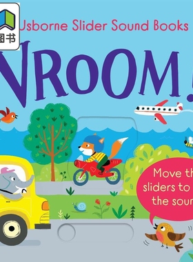 滑动发声书 交通工具 Vroom 英文原版 幼儿纸板书 交通工具图画书 低幼童书 尤斯伯恩纸板书 精品绘本 进口图书 大音