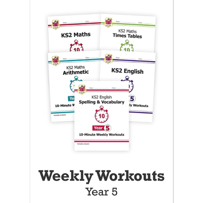 CGP Year 5 Maths 数学 & English - 10-Minute Weekly Workouts 5-book 套装 英国进口原版书