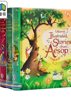 预售 英文原版尤斯伯恩Usborne经典童话故事4册 精装全彩插图 格林童话Grimms FairyTales 安徒生童话  伊索寓 大音