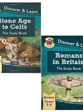英国CGP原版 KS2 Years 3 & 4 History Discover & Learn Study Book Stone Age to Celts &  Romans in Britain 英文原版