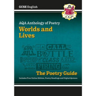 英国CGP原版 新GCSE英语AQA诗歌指南含在线版 New GCSE English AQA Poetry Guide Worlds & Lives Anthology 大音