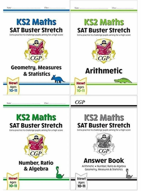英国CGP KS2 Ages 10-11 Maths SAT Buster Geometry Measures & Statistics Arithmetic Number Ratio & Algebra 2024英文原版