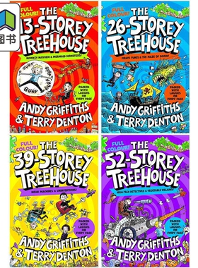树屋故事小屁孩树屋历险记全彩版4册 The 13 26 39 52 Storey Treehouse Colour Edition 英文原版漫画故事章节书 大音