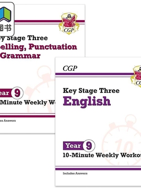 CGP原版9年级英语练习2册 New KS3 Year 9 English Spelling Punctuation and Grammar 10-Minute Weekly Workouts 大音