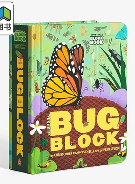 An Abrams Block Book Bugblock 昆虫字母立体书 英文原版进口图书 儿童绘本 动物知识科普图画书 折叠翻翻页 大音