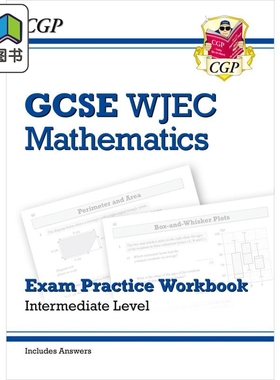 英国原版CGP教辅 WJEC GCSE 数学考试练习手册中级包括答案​​WJEC GCSE Maths Exam Practice Workbook Intermed 大音
