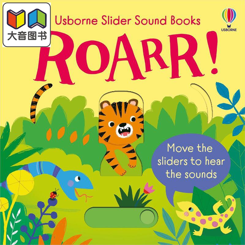 滑动发声书 动物叫声Roarr! Usborne Slider Sound Books英文原版 儿童纸板书 自然绘本动物图画书精品有声书 大音