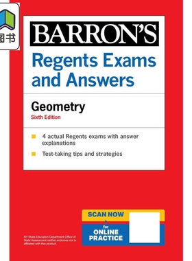 新版巴朗2025版纽约州会考真题和答案 几何第六版Regents Exams and Answers Geometry Barrons New York Regents 大音