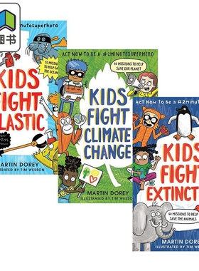 预售 英文原版两分钟英雄科普绘本3册 2 minute Superhero 反对塑料垃圾Kids Fight Plastic应对气候变化Climate Change 大音