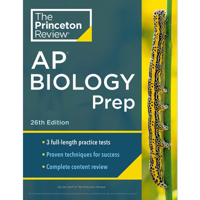 Princeton Review AP 2024 Biology Prep 26E 普林斯顿考试 生物学 3次练习测试内容回顾策略与技巧 英文原版教材书