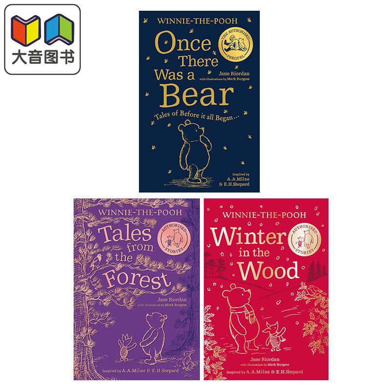 英文原版 小熊维尼的故事书3册 Winnie the Pooh 儿童文学 章节书 Tales From The Forest Once There Was a Bear 大音