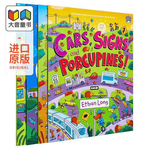 Ethan Long 英文原版 Happy County 4 book 开心点点 四册套装 儿童早教英语启蒙 趣味找找书 幼儿生活常识认知启蒙绘本图画?