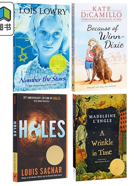 纽伯瑞获奖文学4册 英文原版 Holes洞 Number the stars数星星 A Wrinkle In Time时间的皱纹 DiCamillo傻狗温迪克 初中生推?