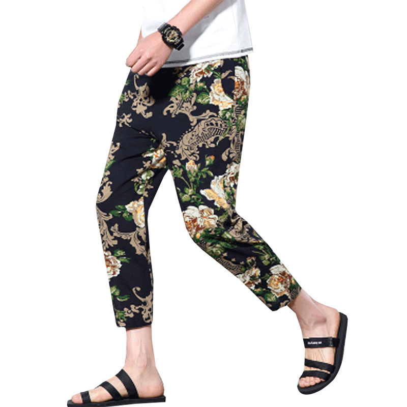 发型师9分沙滩小脚休闲夏季运动印花九分裤薄款哈伦花裤子男花哨在类目 男装, 休闲裤中 - 来自Buy2taobao.com提供专业的淘宝代购服务