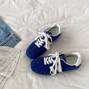 小众蓝色德训鞋 复古休闲运动板鞋 女2026新款 百搭阿甘鞋 春季 喜叔