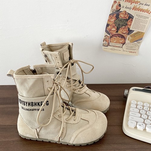 小众不撞款帆布马丁靴废土风短靴