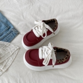 女2026春季 新款 厚底复古面包鞋 喜叔红色丑萌大头鞋 增高休闲运动鞋