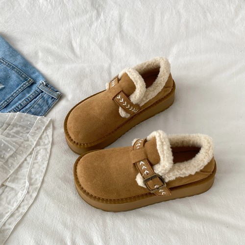 棕色厚底加绒加厚勃肯鞋东北棉鞋