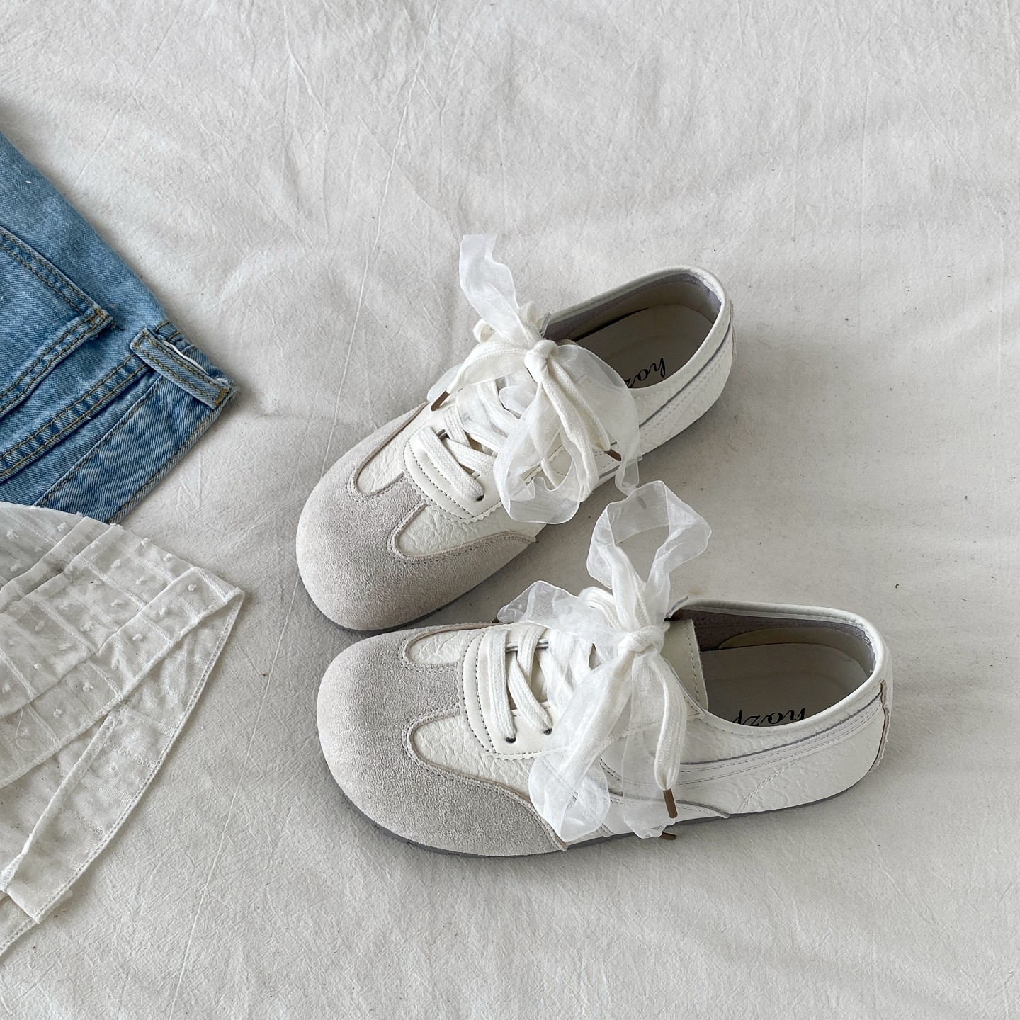 喜叔配裙子丝带小白鞋女2026春季新款芭蕾德训鞋厚底休闲运动板鞋,女鞋,德训鞋,淘宝优惠券,粉丝福利购,淘宝优惠卷