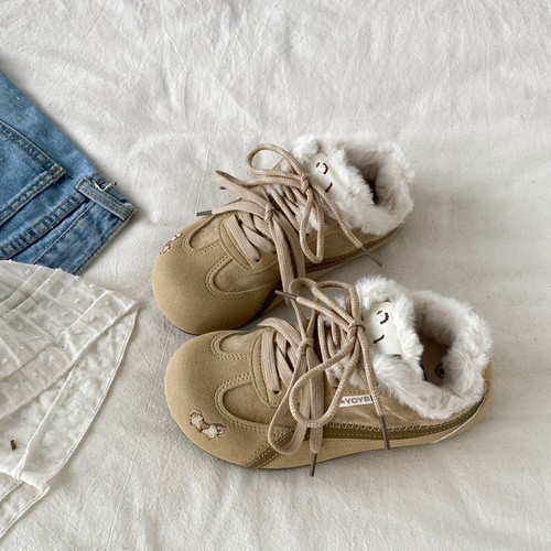 复古小众加绒加厚德训鞋毛毛棉鞋