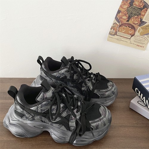 小众涂鸦做旧设计老爹鞋子情侣款