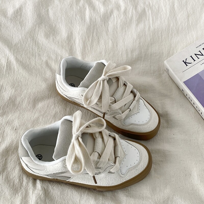 喜叔 韩版复古面包鞋女2025春季新款小众百搭板鞋厚底运动小白鞋,女鞋,休闲板鞋,淘宝优惠券,粉丝福利购,淘宝优惠卷