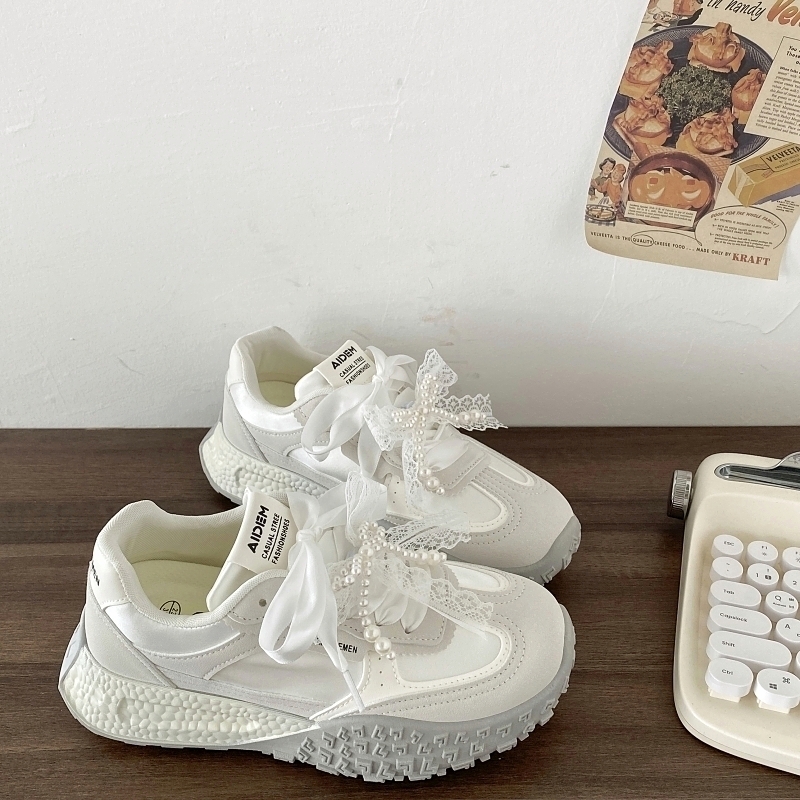 芭蕾风珍珠德训鞋爆米花运动鞋子