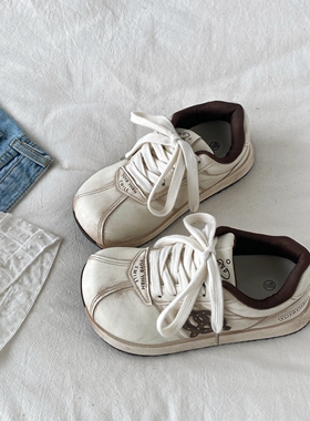 喜叔复古做旧大头丑萌鞋女2026春季新款厚底小白鞋运动休闲阿甘鞋