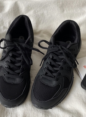 喜叔 全黑鞋子女软底运动鞋ins超火百搭轻便跑步鞋新款透气男女鞋