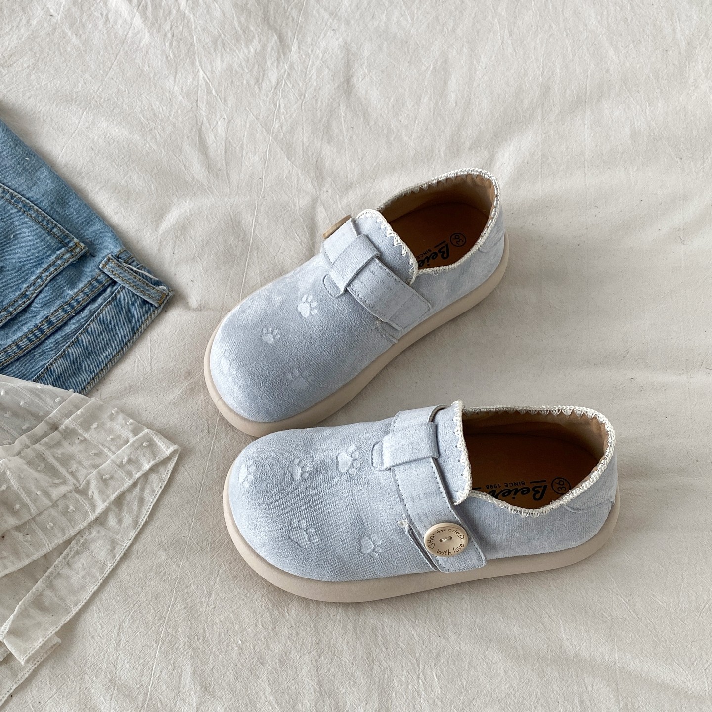 喜叔可爱蓝色厚底全包勃肯鞋女2026新款春秋百搭乐福鞋一脚蹬单鞋,女鞋,勃肯鞋/软木鞋,淘宝优惠券,粉丝福利购,淘宝优惠卷