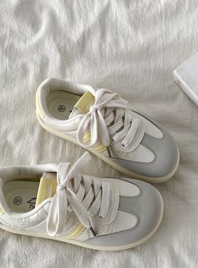 喜叔 黄色kitty猫板鞋女款2025新款春秋百搭泡芙小白鞋厚底德训鞋