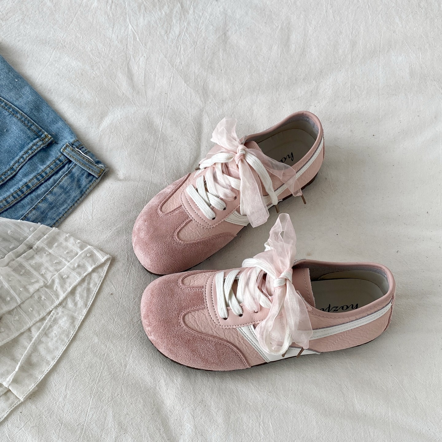 喜叔粉色芭蕾风德训鞋女2026春季新款厚底配裙子板鞋运动休闲鞋潮,女鞋,德训鞋,淘宝优惠券,粉丝福利购,淘宝优惠卷