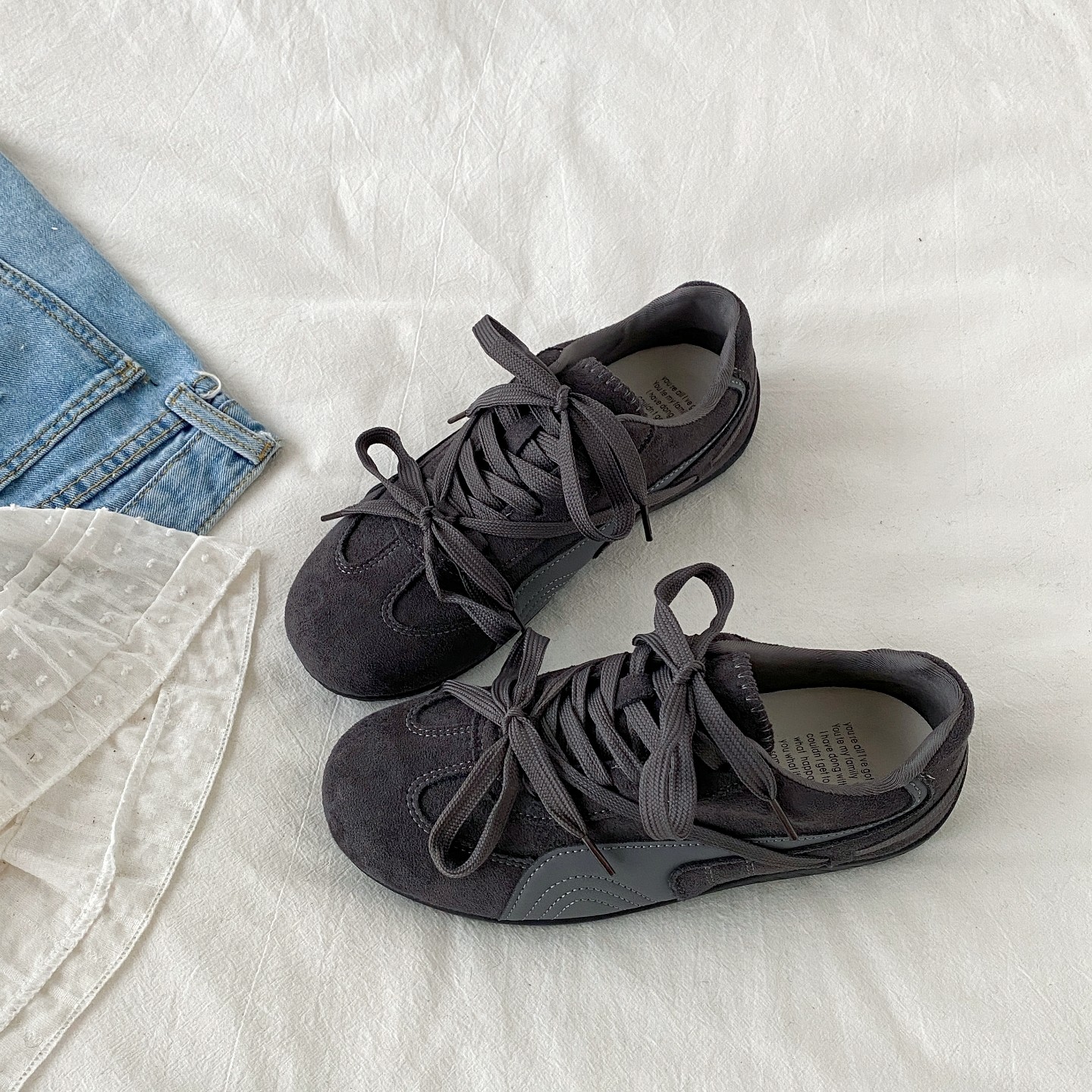 喜叔 小众复古水泥灰德训鞋女款ins潮薄底赛车鞋休闲阿甘鞋运动鞋,女鞋,德训鞋,淘宝优惠券,粉丝福利购,淘宝优惠卷