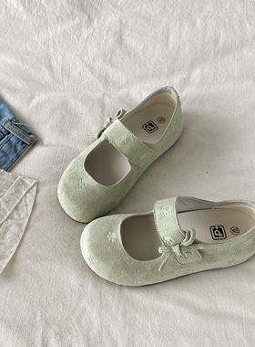 喜叔 复古绿色全包勃肯鞋女2026新款百搭配裙子玛丽珍鞋休闲单鞋