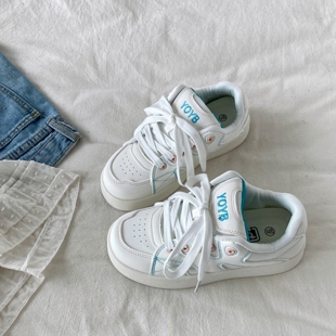 休闲板鞋 喜叔韩系小众厚底小白鞋 百搭复古面包鞋 春季 子 女2026新款