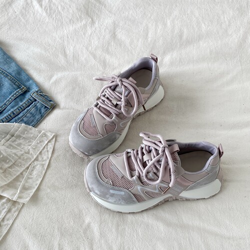 紫色小众厚底老爹鞋复古运动跑鞋