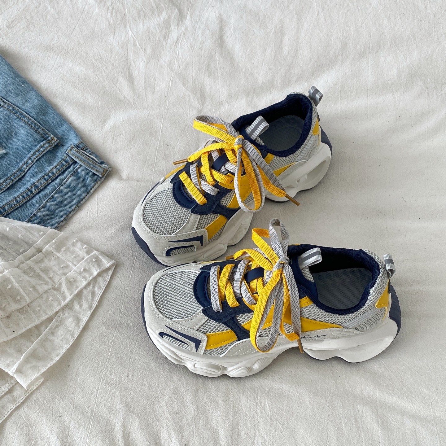 喜叔 复古拼色厚底老爹鞋女2026春季新款轻便透气运动休闲鞋ins潮,女鞋,时尚休闲鞋,淘宝优惠券,粉丝福利购,淘宝优惠卷