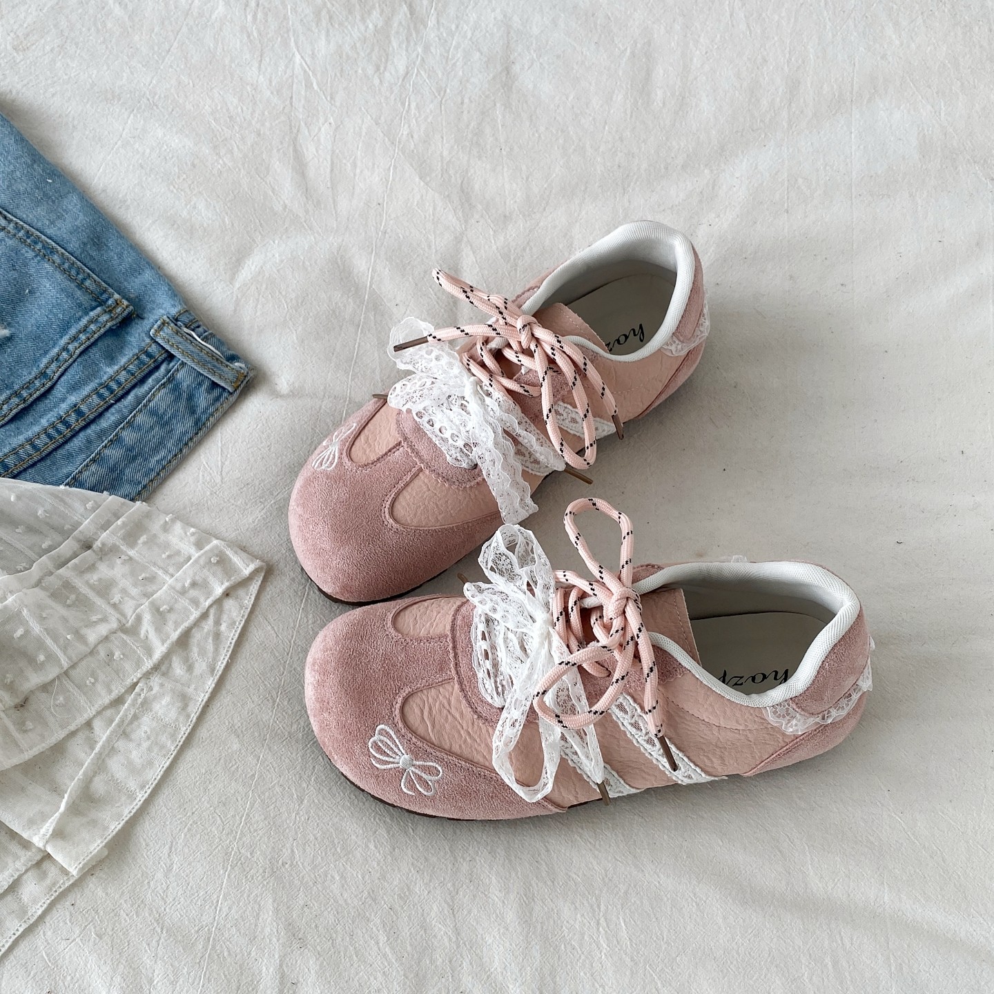 喜叔甜美粉色芭蕾德训鞋女2026春季新款配裙子板鞋厚底运动休闲鞋,女鞋,德训鞋,淘宝优惠券,粉丝福利购,淘宝优惠卷