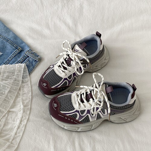 小众紫色厚底老爹鞋时尚运动鞋子