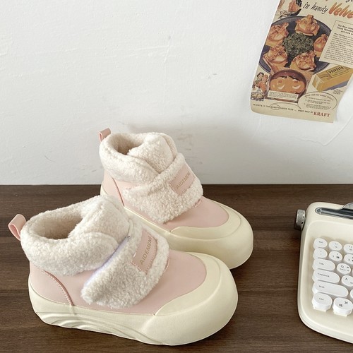 丑萌厚底魔术贴棉鞋保暖加绒鞋子