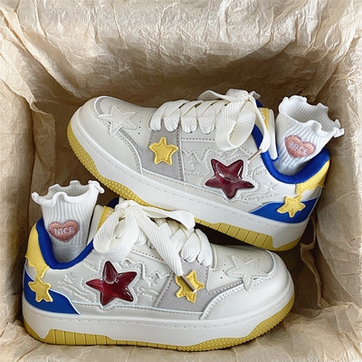 小众撞色厚底星星鞋女款板鞋子潮