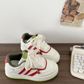 休闲面包鞋 喜叔小众复古厚底小白鞋 超火拼色板鞋 爆款 女款 2025新款